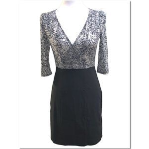 Express Black & Gray Faux Wrap Burnout Body Con Cocktail Dress Size Small EUC